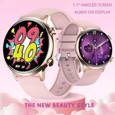 Умные часы для разговоров Женские AMOLED-дисплей NFC Управление Массовый циферблат Звонки по Bluetooth Смарт-часы Пульс Кровяное давление Женское здоровье