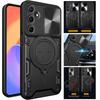 Чехол для Samsung Galaxy M15 M35 M55 5G, Чехол-броня с защитой камеры на выдвижной задвижке, Чехол для телефона Samsung M 15 35 55, Магнитное кольцо-подставка, Задняя крышка