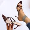 Summer Women 'S Sandals Black One Word Thin Heel Hollow Out Open Toe Thin Ribbon Pointed High Heel Shoes Plus Size 42