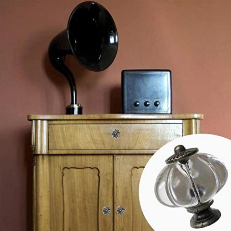 20pcs Acrylic Cabinet Knobs Transparent Pumpkin Dressing Table Knobs Antique Retro Decoration DIY Handle Handles Furniture Drawer Handles