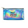 Retro Pink Lips Patterned Laser Cosmetic Makeup BagShiny Travel Toiletry Organizer Pouch for Girls Women Daily Accessory Storage