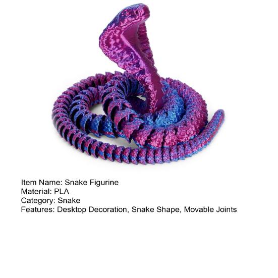 3D-печатная фигурка змеи с подвижными суставами, фигурка змеи, шарнирная модель животного, игрушка для домашнего офиса, книжной полки, украшения рабочего стола, орнамент