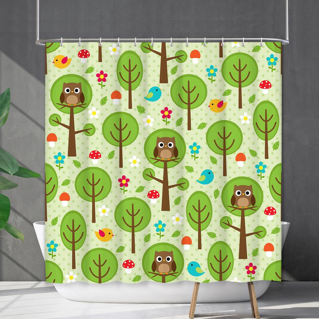 Водонепроницаемая штора для ванной, цифровая печать, растение, гриб, занавеска для душа, без пробивки, перегородка для туалета, ткань для душа