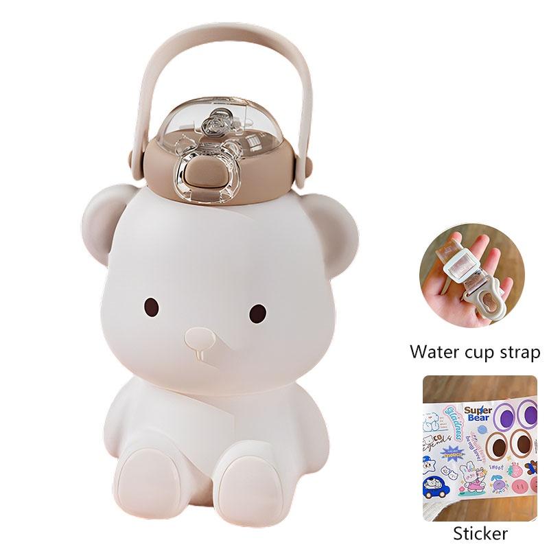 Милая бутылка для воды в виде медведя со ремешком и ручкой, большая емкость, откидная крышка, идеально подходит для девочек и студентов