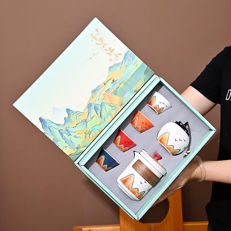 Qian Li Jiang Shan Cultural Tea Set (One Pot, Four Cups)