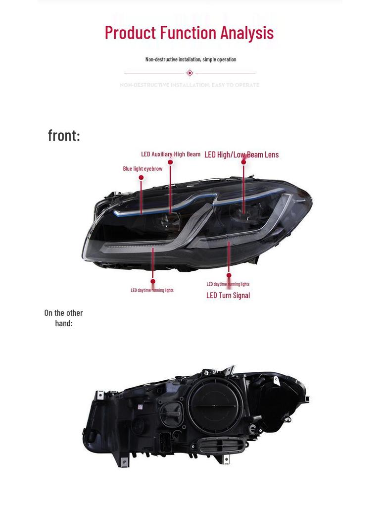 LED DRL Bi-Xenon Projector Headlight Assembly for 11-17 BMW 5 Series F10/F18