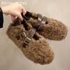 Меховые женские туфли на плоской подошве на платформе повседневные зимние ботинки хлопковые мокасины обувь женская трендовая зимняя теплая плюшевая обувь 2025 года кроссовки Mujer