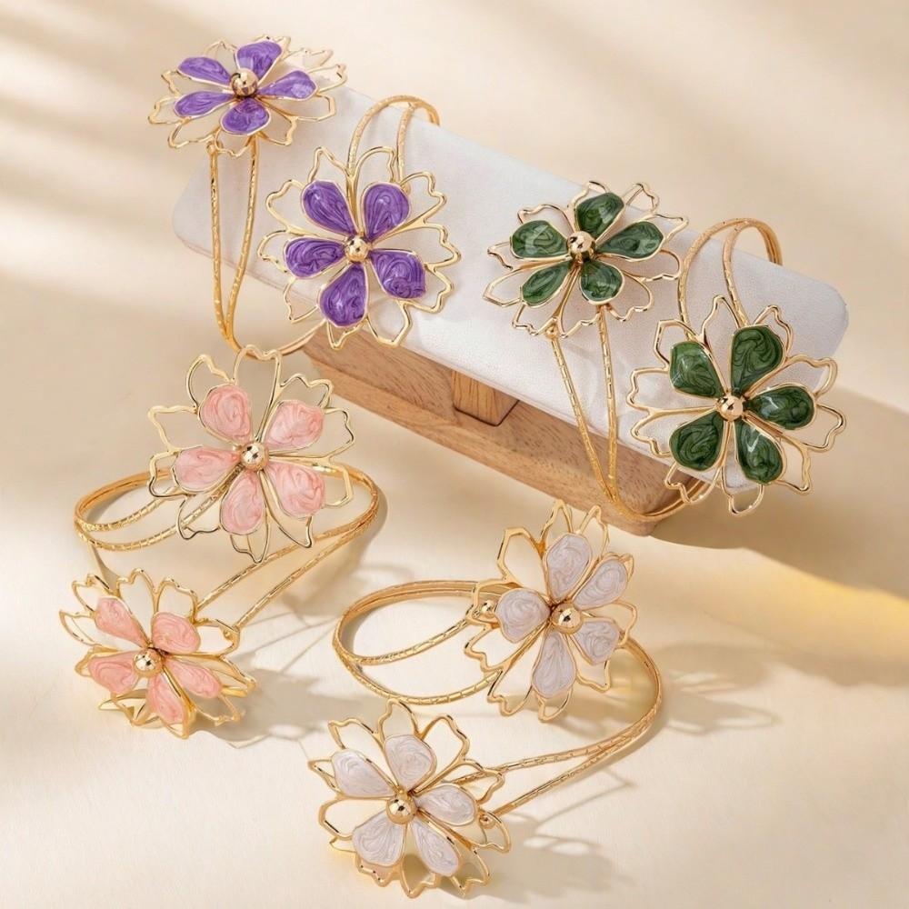 Bohemian Upper Arm Bracelet Flower Geometric Bangle Fashion Hollow Metal Bracelet