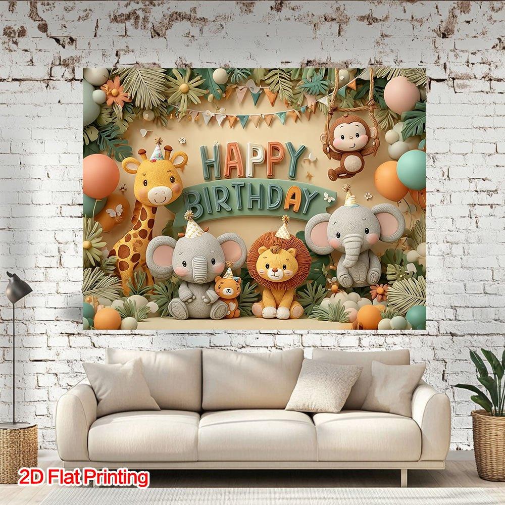 2D flat surface 1-piece jungle exploration birthday backdrop suitable for home use photo studio and garden decoration