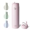 BOTTLE BOTTLE 1 Liter Vacuum Insulated Stainless Steel Water Bottle with Wide Sports Bottle for and Light Pink Straw, Handle, Leak-Proof, Mouth,