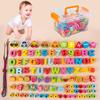 Early Childhood Education Wear Beads 100 Numeric Letter Beads, Children'S Traffic Fruit Building Block Rope Wisdom Toy