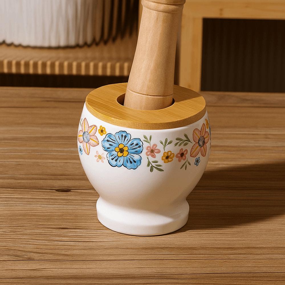 Internal Thread Ceramic Mortar Ceramic Manual Mortar Garlic Pounder Garlic Masher  Household