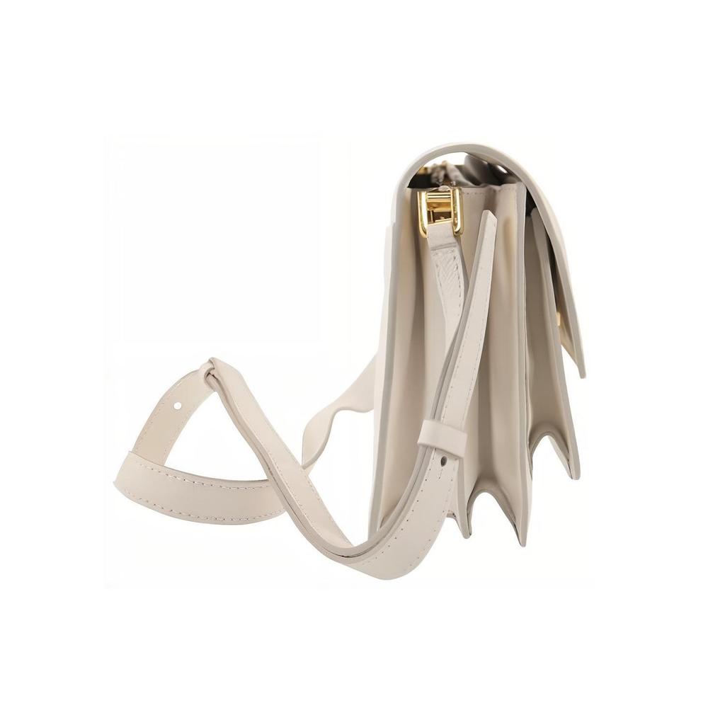 Marni Trunk Casual Solid Color Hot Stamping Label Logo Flap Closure Crossbody Shoulder Bag Medium Women Shoulder Bag White SBMP0103U0P2644Z603G