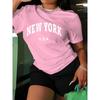 Футболка с принтом Нью-Йорка, с коротким рукавом, с круглым вырезом, повседневный топ для лета и весны, женская одежда
