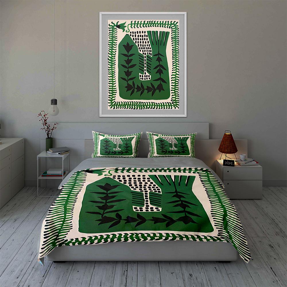 Green leafy design Bedding Duvet cover sets Duvet covers Pillowcases gifts (1 * Duvet Cover 2 * Pillowcases, without duvet insert)