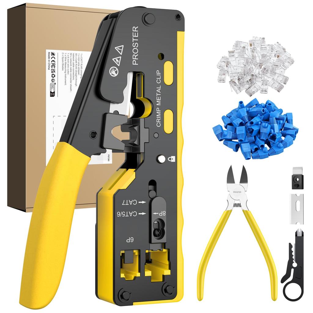Proster RJ45 Crimping LAN Crimping Compatible with RJ45 Penetrating Connector Cable Replacement Japanese Instruction Manual Compatible with Telephone