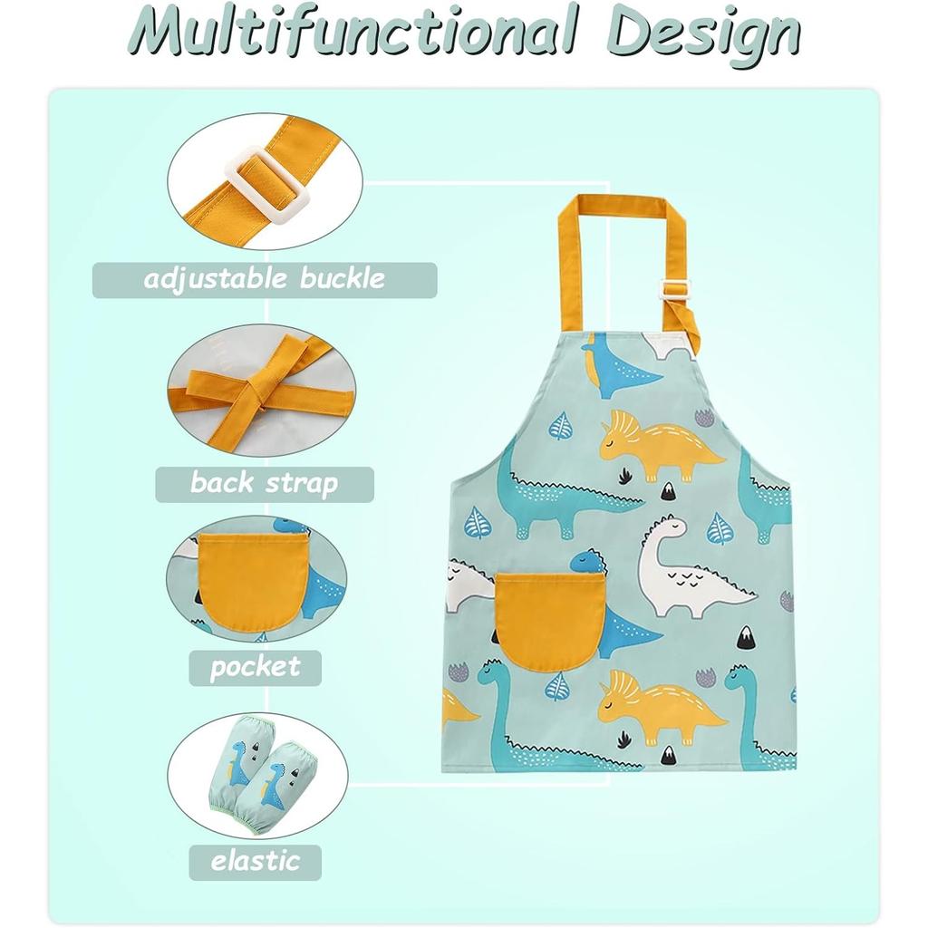 Детские фартуки для девочек и мальчиков, водонепроницаемый кухонный фартук для детей с карманами, регулируемый ремень для детей, приготовление пищи, выпечка, рисование, садоводство