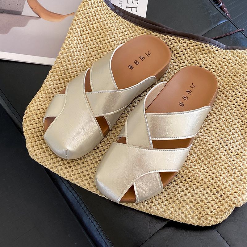 Half slippers women's summer wear new one-pedal pregnant women's single shoes soft-soled bag head sandals
