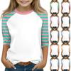 Топы для девочек 4-16 лет с круглым вырезом и рукавами 3/4 Футболки Модные топы Наряды Футболки