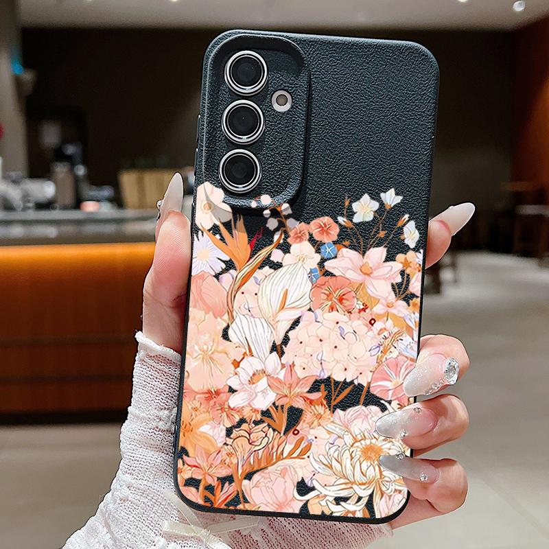 Чехол с цветами гортензии и пиона для Samsung S26 S25 S24 Ultra S23 S22 S21 FE A15 A16 A17 A26 A35 A36 A37 A54 A55 A56 A57 5G, силиконовый чехол с текстурой кожи