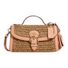 New Kleo Paper Straw With Leather Handbag Shoulder Bag Crossbody Bag Small Size Women's Linen & Pink CA154-IMUDX
