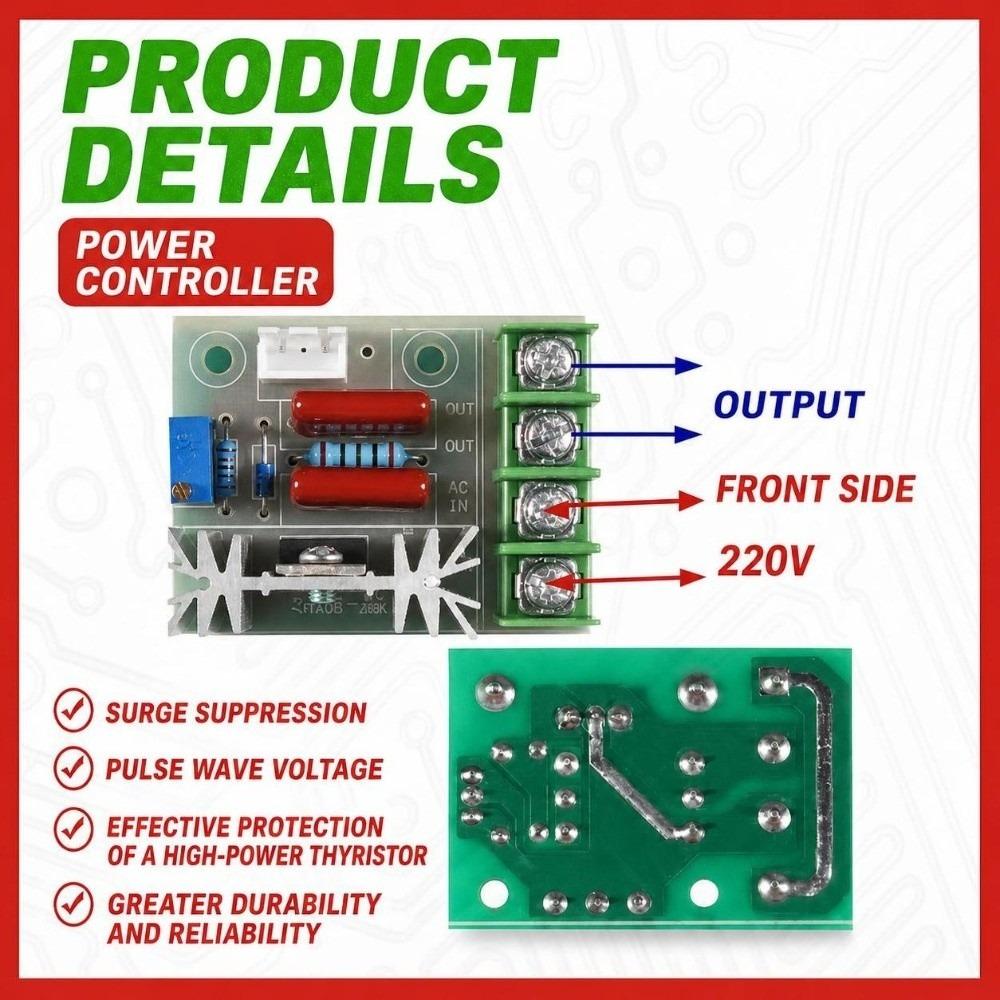 220V SCR Voltage Regulator with Remote Controller Light Dimmer Switch Multipurpose