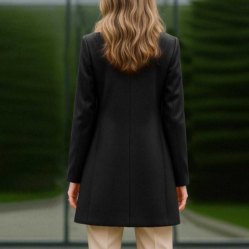 Coats For Women Elegant Single Breasted Mid Length Wool Coat Long Sleeve Outwear Overcoat