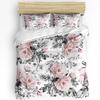 Roses Pink Flowers Duvet Cover Bed Bedding Set For Double Home Textile Quilt Cover Pillowcases Bedroom Bedding Set (No Sheet)