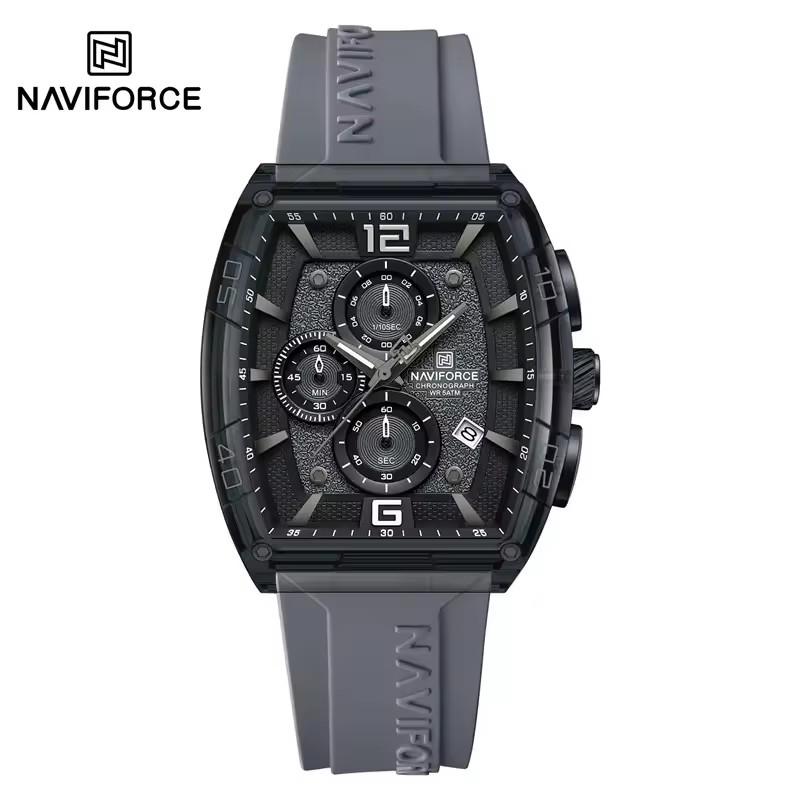 NAVIFORCE Tonneau Оригинальные часы для мужчин Водонепроницаемые Кварцевые Наручные часы Силиконовый ремешок Светящиеся День Мужские часы Повседневные Reloj 6101