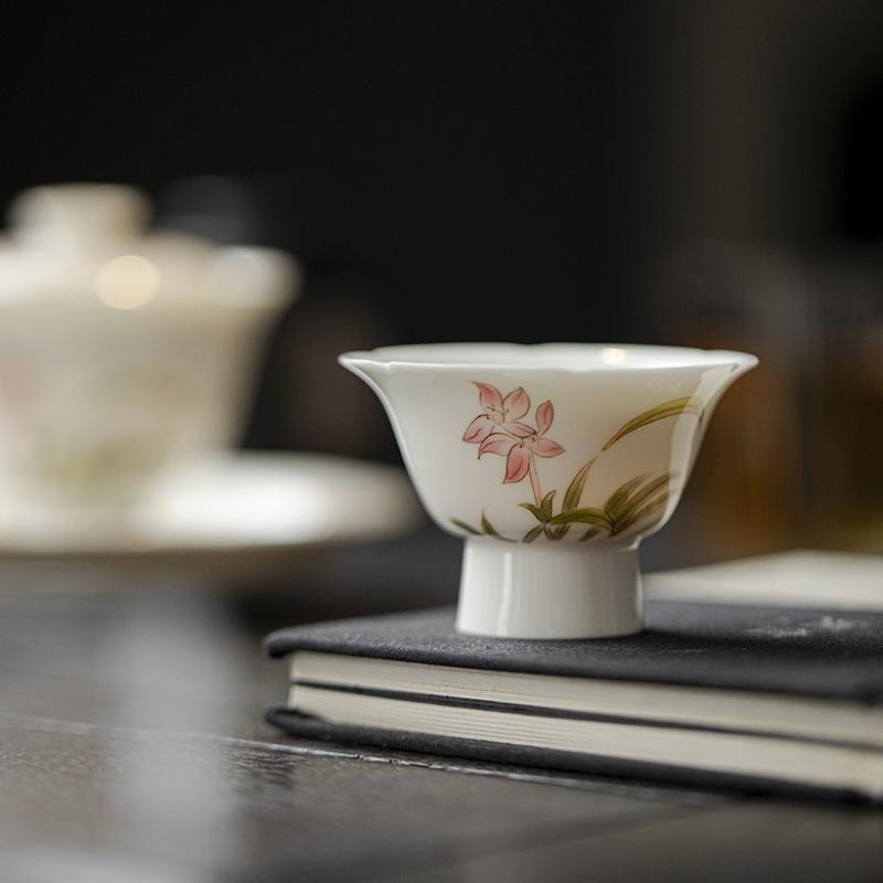 Керамические пиалы ручной работы, цветочные фарфоровые чайные чашки, ретро пиала тва, китайская чашка для кунг-фу, бытовая чайная посуда, посуда для напитков, мастер-пиала
