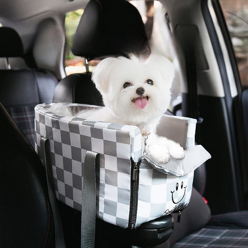 Сумка для домашних животных в машину для прогулок Модная клетчатая сумка для собак с центральным управлением для собак, автокресло для кошек, сумка для собак