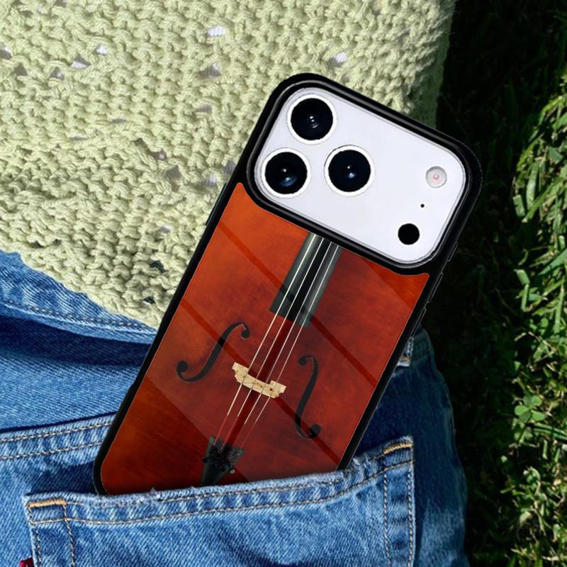 Деревянный чехол для телефона с изображением виолончели и скрипки для iPhone 17 AIR 16 Pro Max 15 14 Pro 11 12 13 Ударопрочный силиконовый чехол