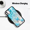Blue Butterfly Ocean wave  For IPhone17 16 15 14 13 12 11 Plus Pro Max Plus Wireless Charger Phone Case