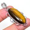 Natural Tiger Eye Gemstone Handmade 925 Sterling Silver Pendant 2.17" H4m73
