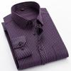 Men's Classic Stripe Print Long Sleeve Dress Shirt with Left Chest Pocket, Thin Comfortable for Business Casual Menswear Clothing