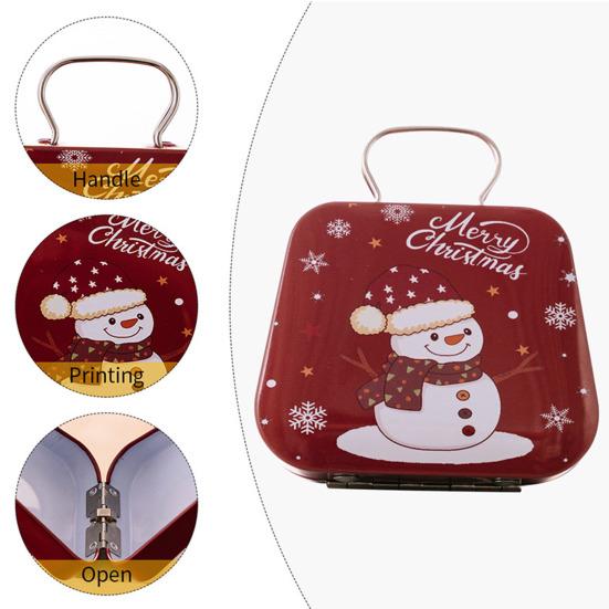 Рождественская коробка для конфет с ручкой, мини-железная сумка, держатель для закусок в виде снеговика и Санты, Рождество