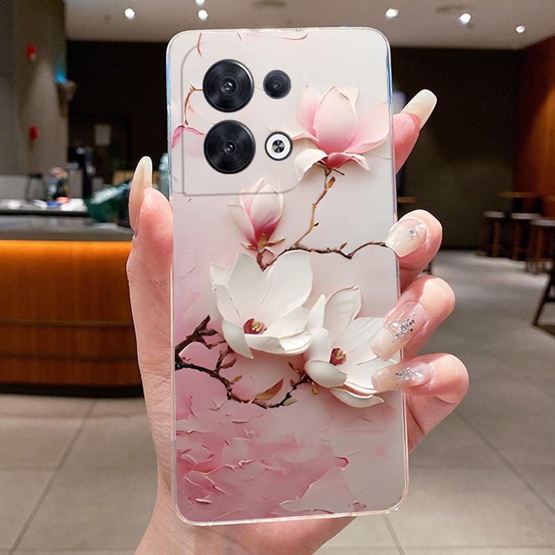Phone Case For OPPO Reno8 Pro Plus 5G 8 Pro+ Flower Butterfly Cases oppo Reno 8 Pro 5G Transparent Soft Silicone TPU Back Cover