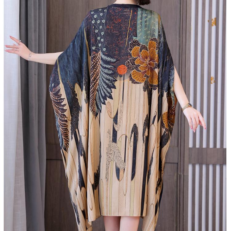 Свободное платье из искусственного шелка для женщин, летнее новое платье большого размера с темпераментным принтом, большие размеры