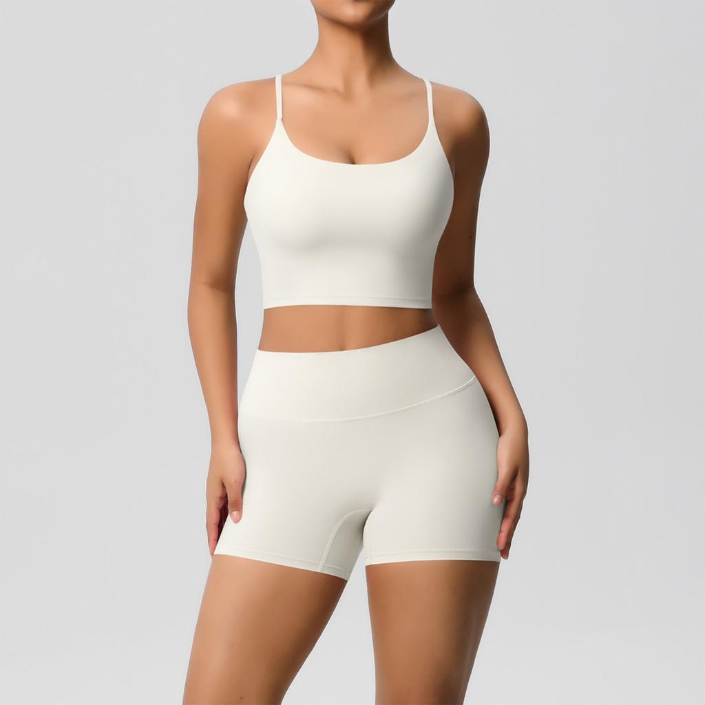 Женская мода однотонный топ с открытой спиной облегающая дышащая одежда для йоги спортивная одежда для бега фитнеса шорты комплект