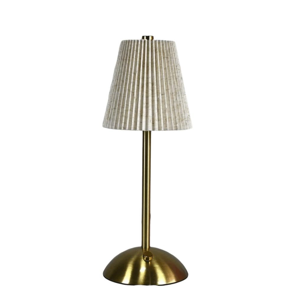Metal Base Pleated Desk Lamp Fabric Shade Bedside Ambient Light Vintage Touch Bedside Lamp Bar