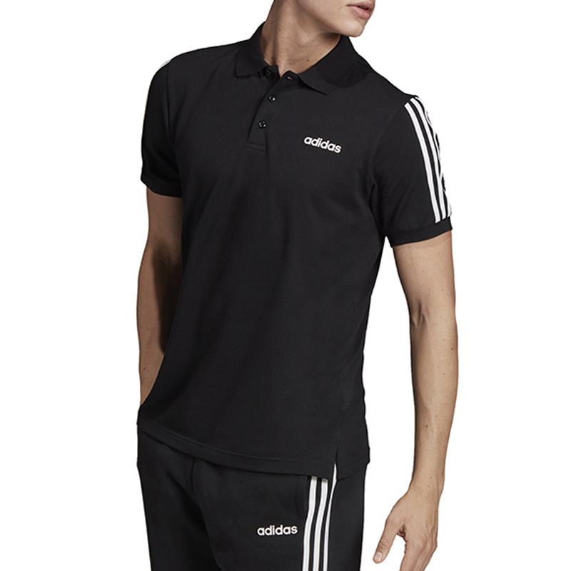 adidas Мужская черная футболка-поло с 3 полосками EJ0927