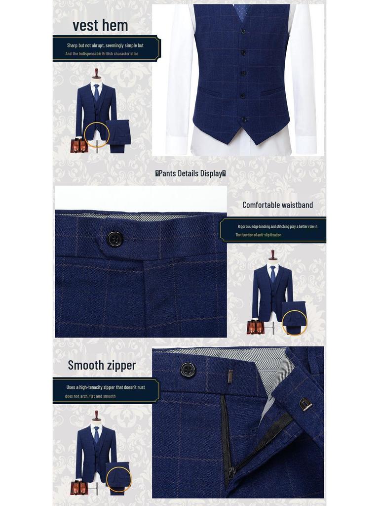 Мужской клетчатый костюм большого размера для свадеб и повседневных мероприятий