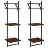 VidaXL 3-Tier Wall Shelves with Bars 2 Pcs Brown Oak 836262