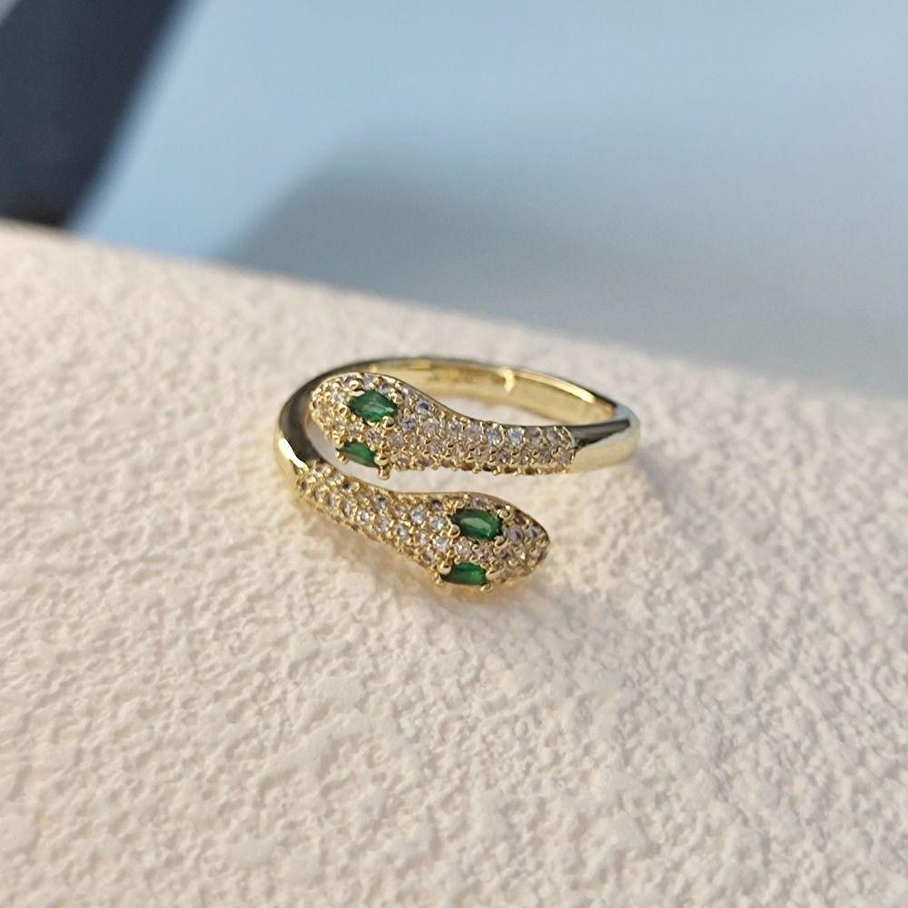 Медные винтажные кольца в форме змеи, кольцо в форме змеи с цирконом 2024 года, кольца с цирконом для женщин