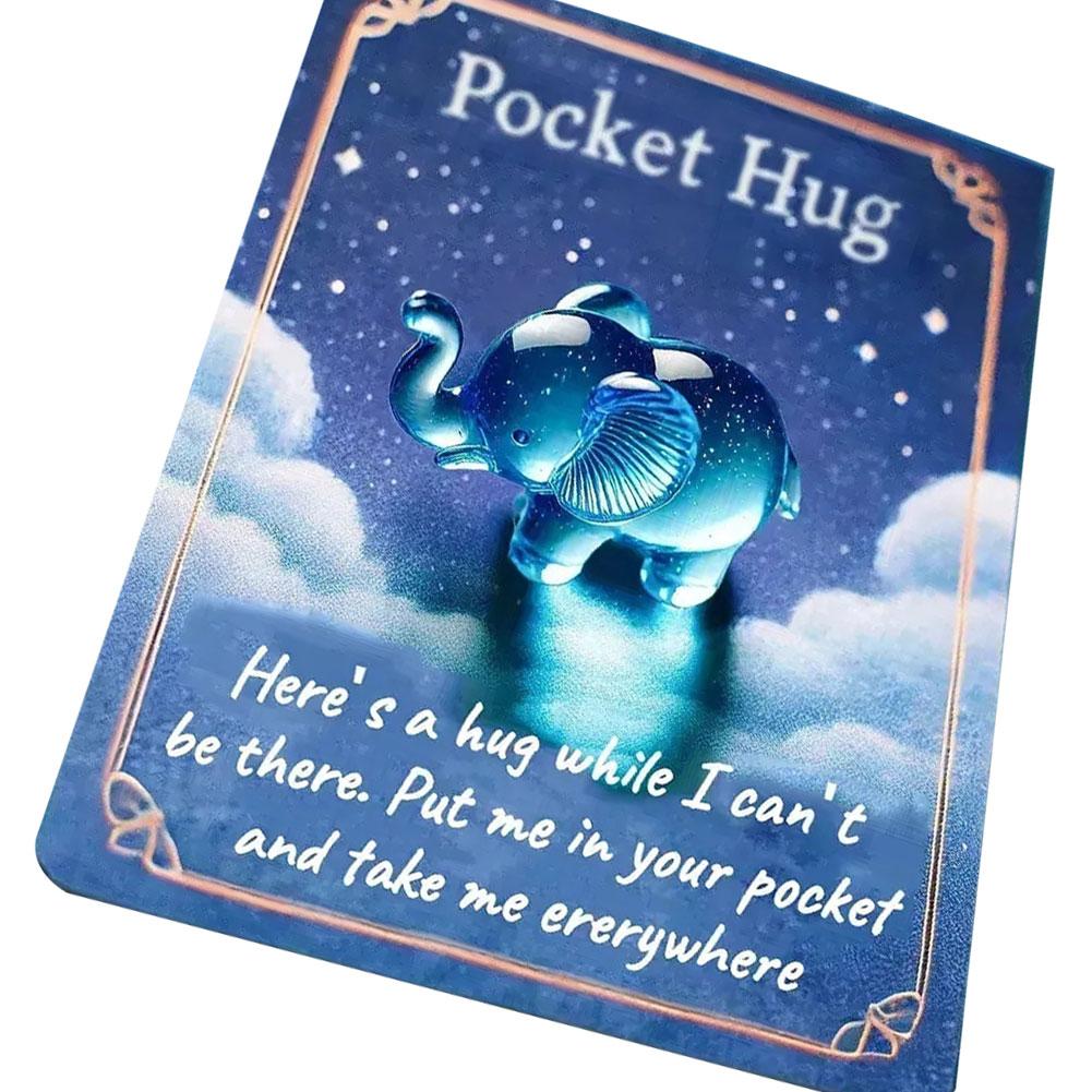 1pcs Mini Resin Animal Pocket Hug Decor With Card For Birthday Christmas Thanksgiving Emotional Comfort Ornament Portable Gift