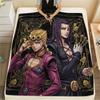 1PC Jojo'S Bizarre Adventure Patterned Flannel Blanket Suitable For All Seasons For Home Decor Warmth And Comfort Gifts Holiday Present