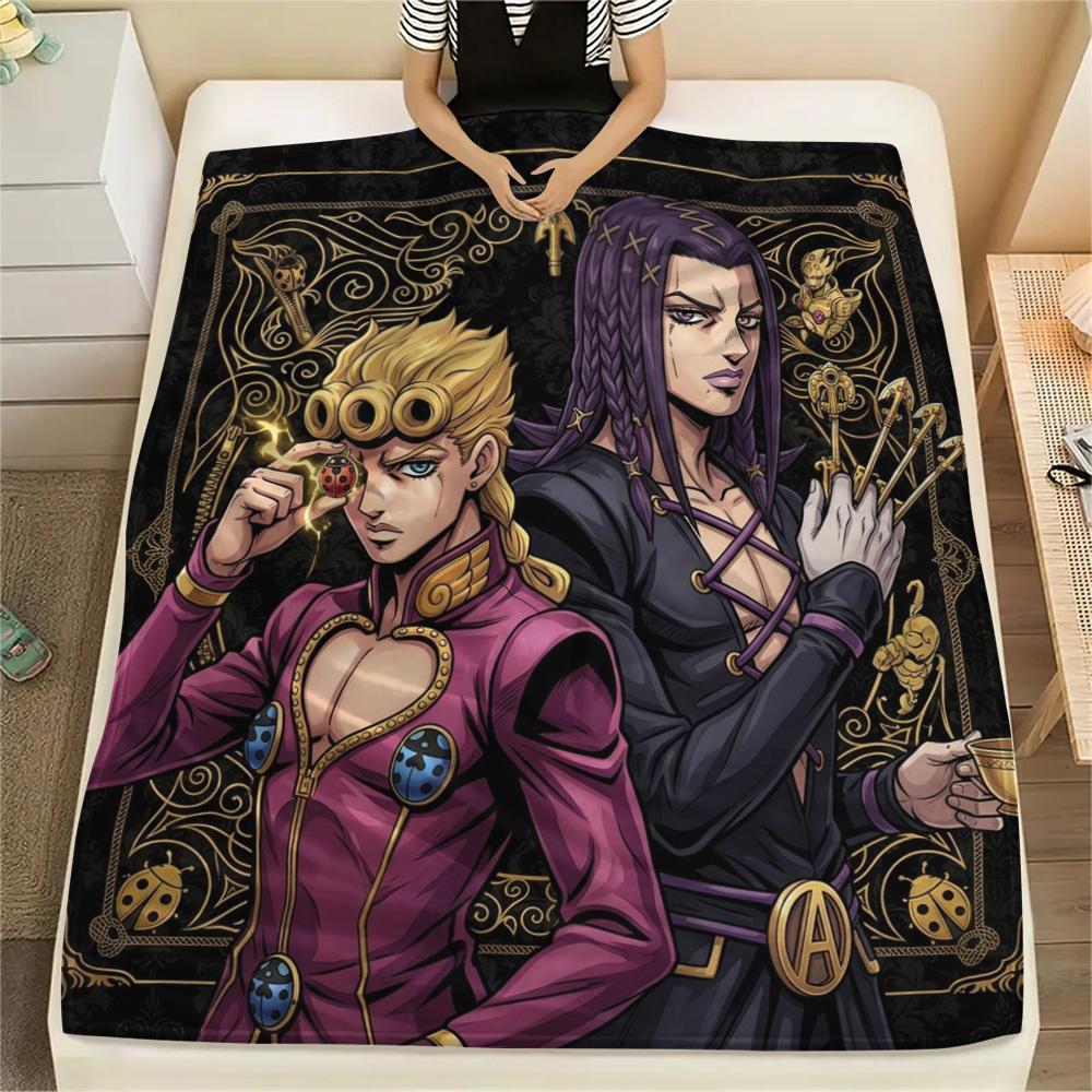 1PC Jojo'S Bizarre Adventure Patterned Flannel Blanket Suitable For All Seasons For Home Decor Warmth And Comfort Gifts Holiday Present