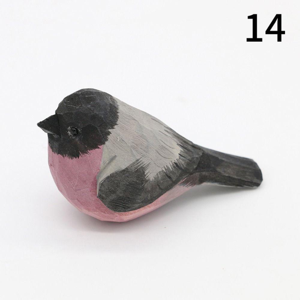 Handmade Small Bird Ornament Cute Wooden Bird Figurine Creative Wood Carving Bird Children's Toys
