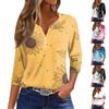 Women's T Shirt Print Button 3/4 Sleeve Daily Weekend Fashion Basic V- Neck Regular Top