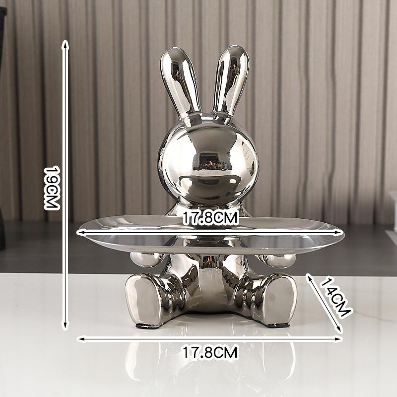 Скульптура Керамика Цветное Покрытие Кролик Коробка для Хранения Дом Гостиная Поднос для Хранения Декоративная Статуэтка Украшение Кролик